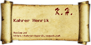 Kahrer Henrik névjegykártya